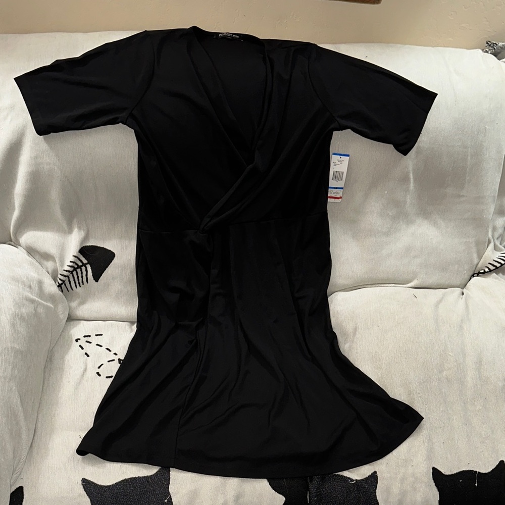 Jones New York collection woman 1X Madison Black Short Sleeve Wrap Dress New